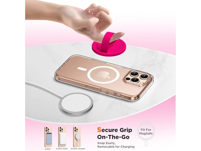 Magnetic Phone Ring Grip Holder Silicone Finger Loop Neon Pink