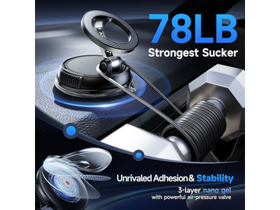 Car Phone Holder with Strong Suction and Magnetic Mount 360degree Adjustab