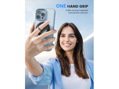 Magnetic Phone Grip Stand with 360degree Rotation Ring for MagSafe Accesso
