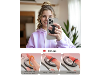 Magnetic Phone Grip with Adjustable Finger Ring Kickstand for MagSafe