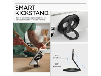 Magnetic Phone Holder Grip with Kickstand and Bottle Opener - Black