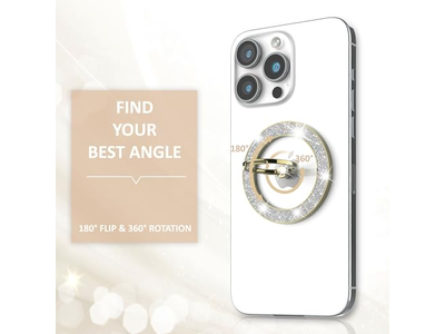 Magnetic Phone Ring Holder and Grip Compatible with Wireless Charging