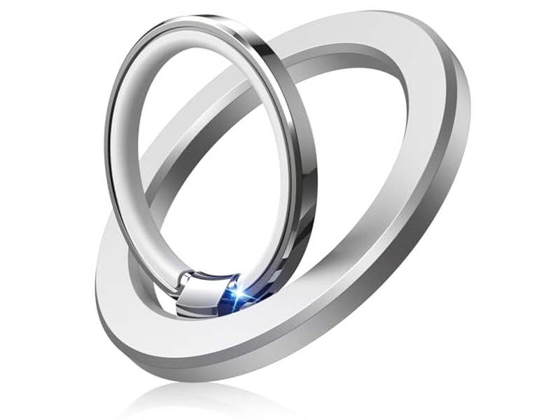 Magnetic Phone Ring Holder for Cell Phones Two-Sided Stand Silver