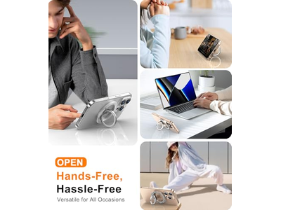 Magnetic Phone Ring Holder for Cell Phones Two-Sided Stand Silver