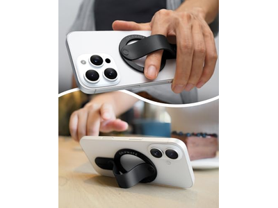 Magnetic Phone Ring Holder for Compatible Smartphones Black