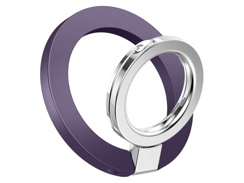 Magnetic Phone Ring Holder with Adjustable Stand and Kickstand - Purpl