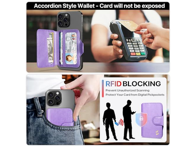 Magnetic Phone Wallet Card Holder with RFID Blocking 5 Slots for 7 Ca