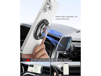Magnetic Ring Holder for Dual-Side Use Removable Grip with Kickstand
