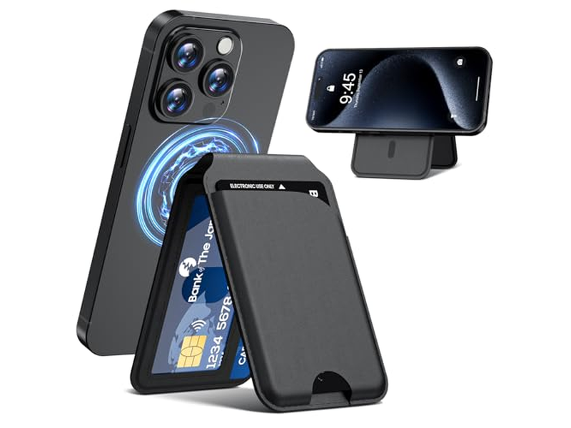 Magnetic Wallet for iPhone Adjustable Leather Card Holder RFID Block