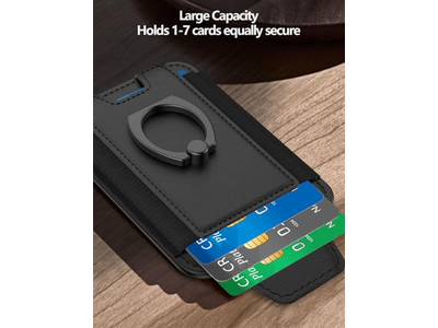Magnetic Wallet for Phone 6-Card Holder RFID Blocking Black