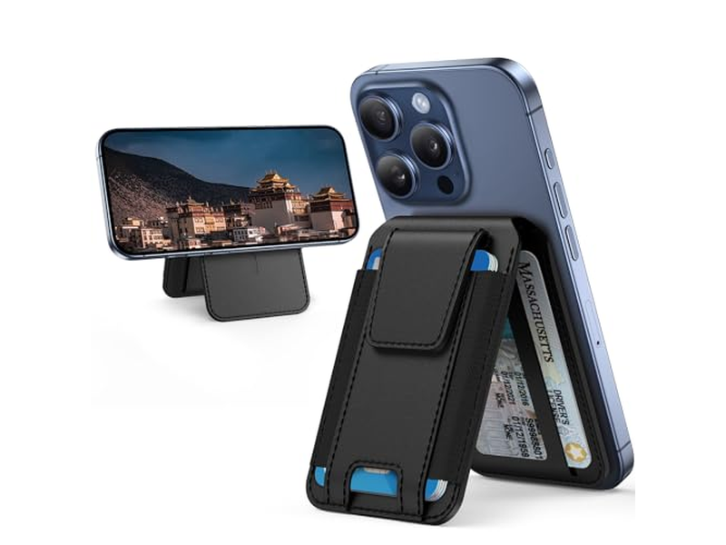 Magnetic Wallet with Adjustable Stand and RFID Blocking 3 Slots for Car