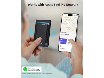Magnetic Wallet with Find My 8-Card Holder RFID Blocking Black