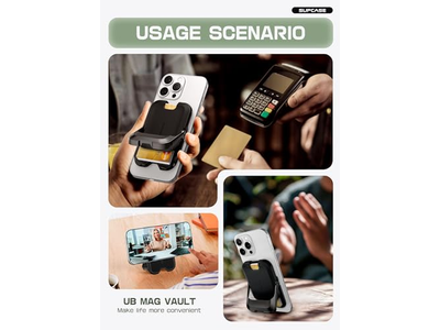Magnetic Wallet with Stand Holds 6 Cards RFID Blocking Phone Stand