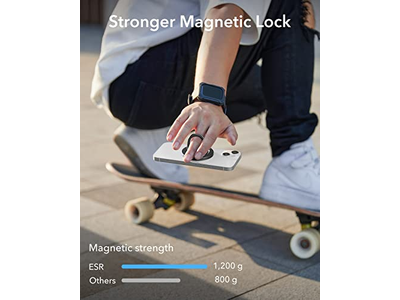 MagSafe Phone Grip with Adjustable Stand for Smartphones 2 Metal Ring