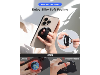 MagSafe Phone Grip with Finger Strap Removable MagSafe Ring Holder
