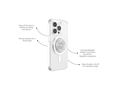 Phone Grip for MagSafe with Kickstand and Secure Hold - Clear
