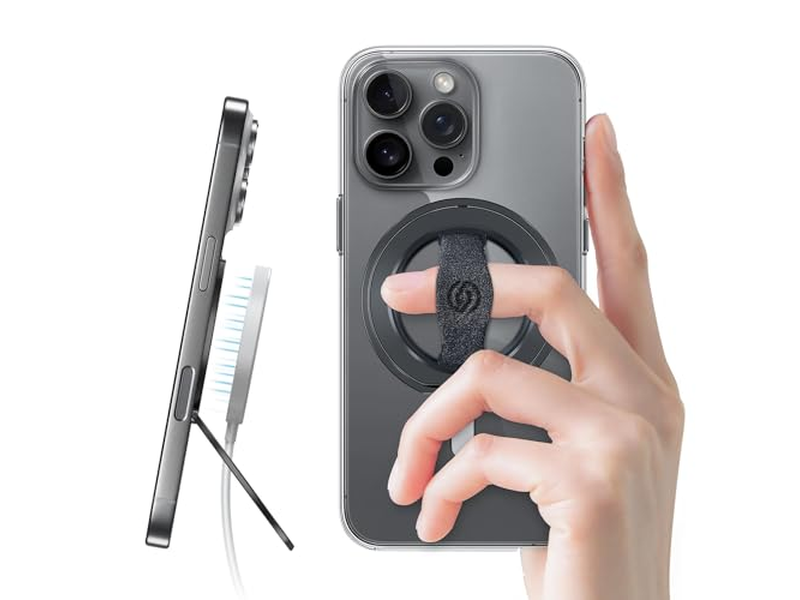 Phone Grip Stand with Finger Strap and Magnetic Ring Holder Kickstand
